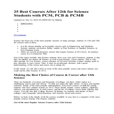 25 best courses after 12th for science students with pcm