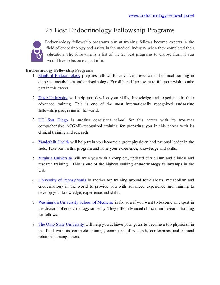 25 Best Endocrinology Fellowship Programs