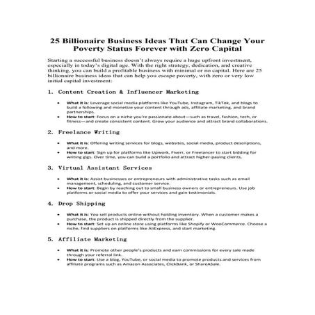 25 Billionaire Business Ideas That Can Change Your Poverty Status Forever wit...