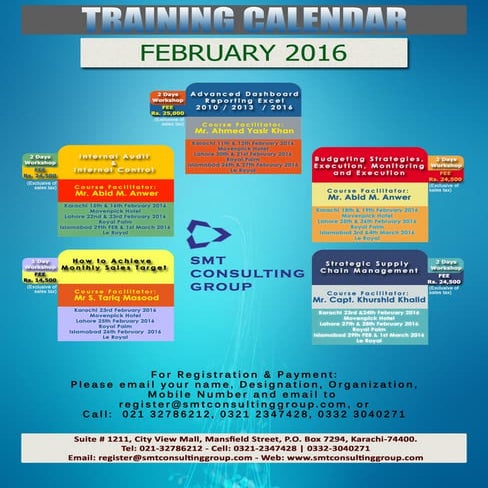 Training Calendar  Feb 2016 SMT Consulting Group