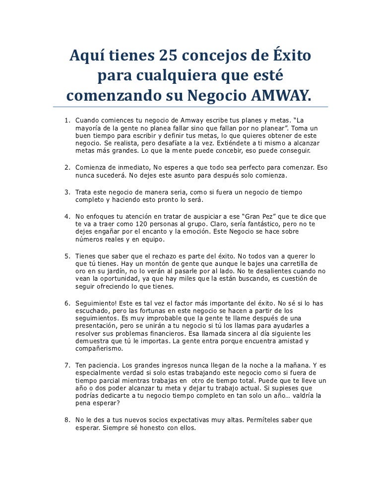 25 consejos para nuevos empresarios amway Equipamiento completo para tu Negocio | HORECA