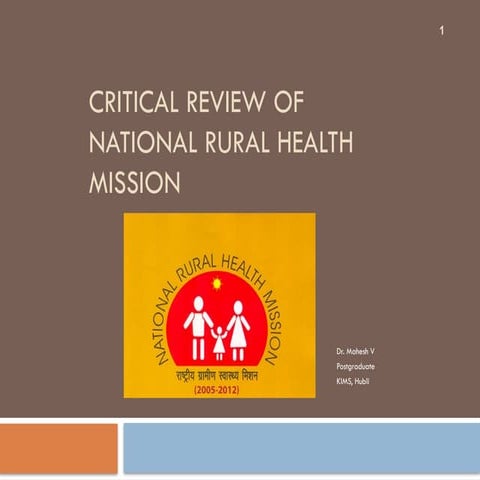 national rural health mission ppt for nursing Students | PPTX