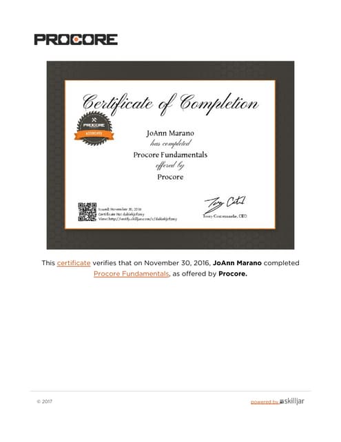 Procore Superintendent Certification | PDF