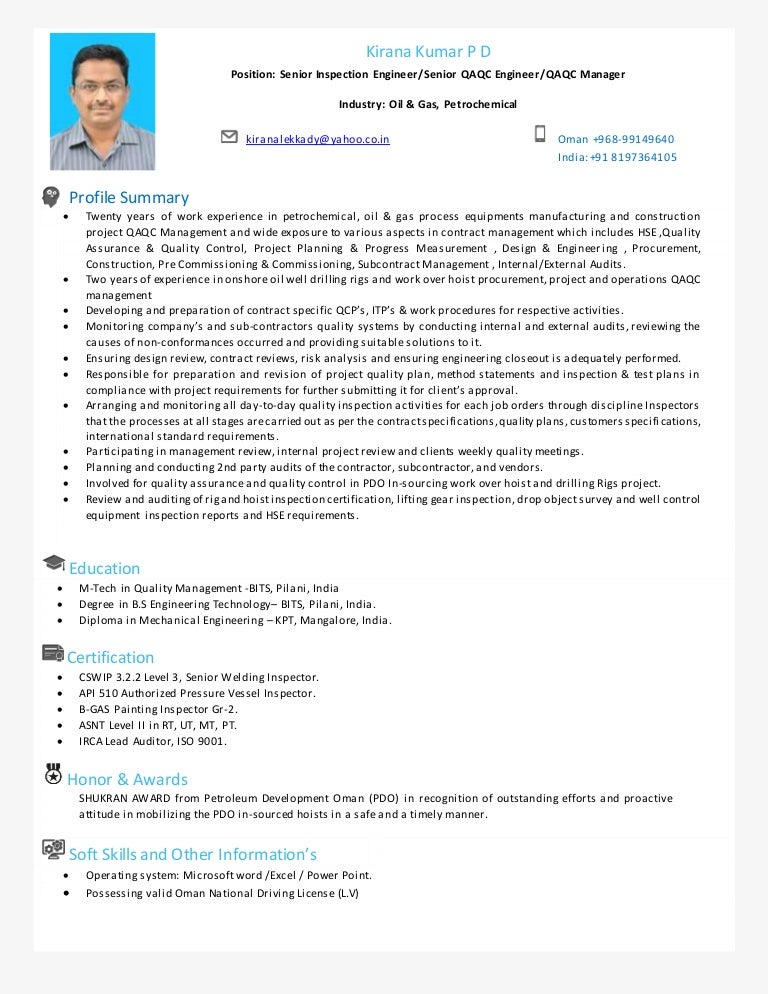 Cv Kiran Sr Qaqc Nov2016