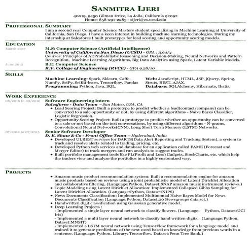Sanmitra Ijeri Resume