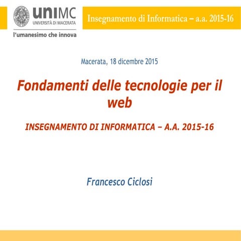 MODULO 25 –> Fondamenti delle tecnologie per il web