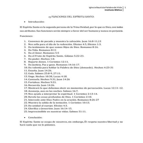25 funciones del espíritu santo