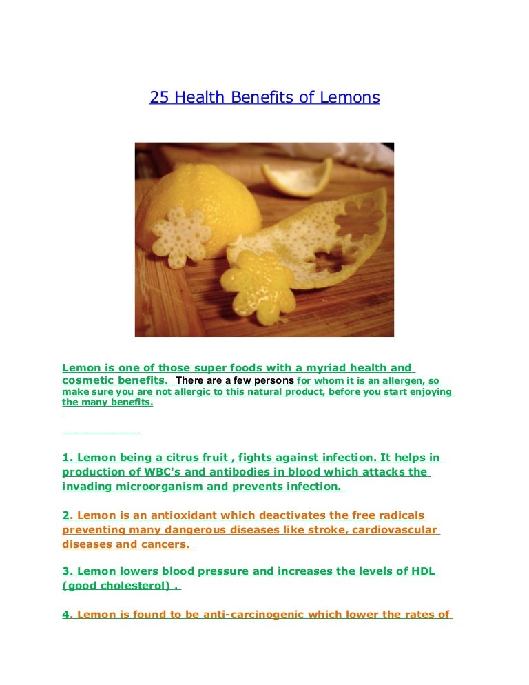 25 Health Benefits Of Lemons