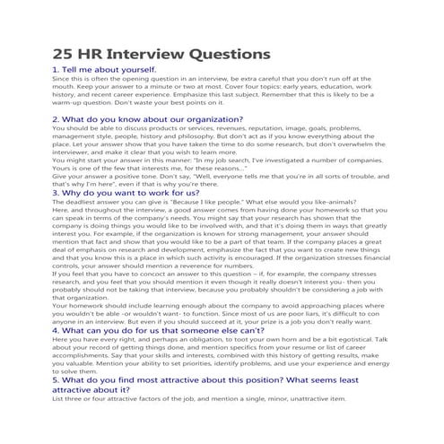 25 hr interview questions