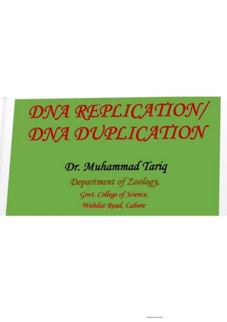 DNA replication molecular genetics