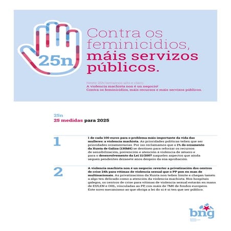 Contra os feminicidios, máis servizos públicos