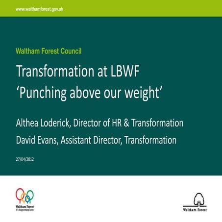 Knowledge Bite Session - Althea Loderick and David Evans - Transformation at ...