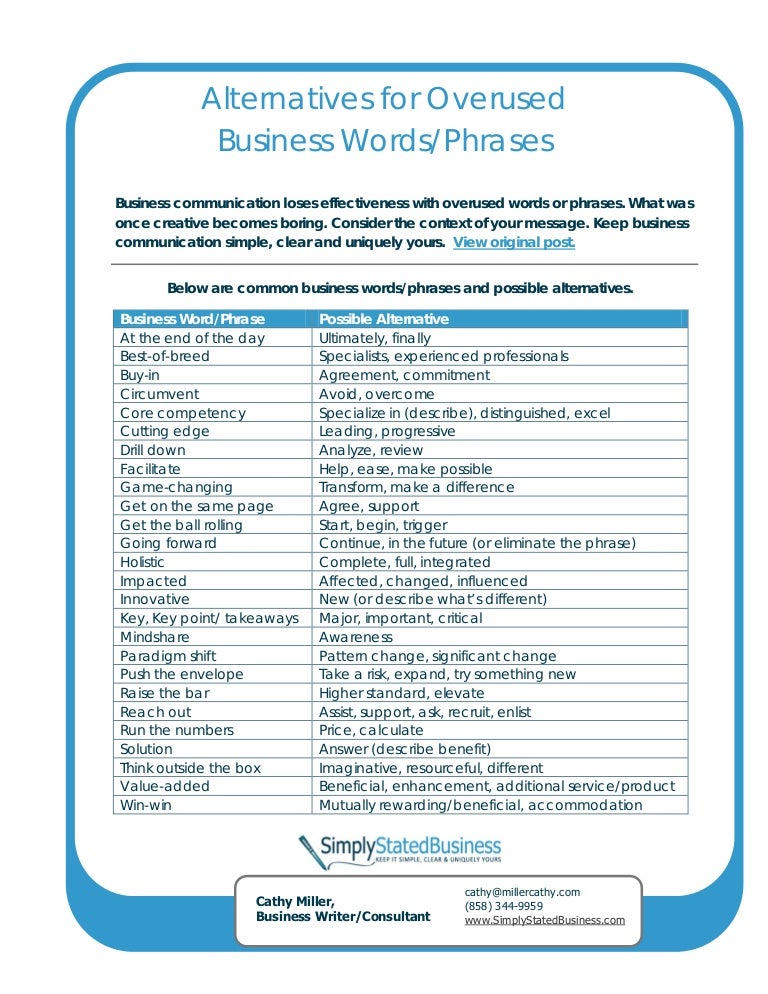 25 overused business words phrases