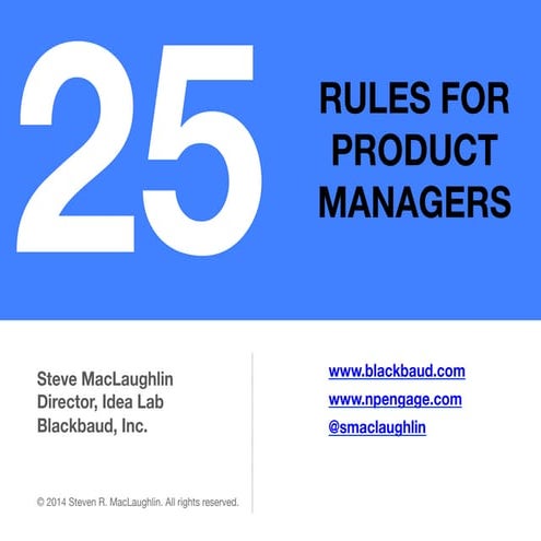 25 Rules for Product Managers