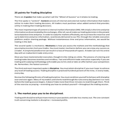 25 points for trading discipline