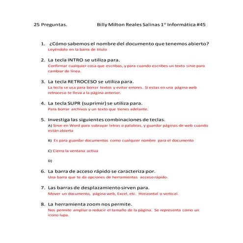 25 preguntas y respuestas. Billy Reales #45