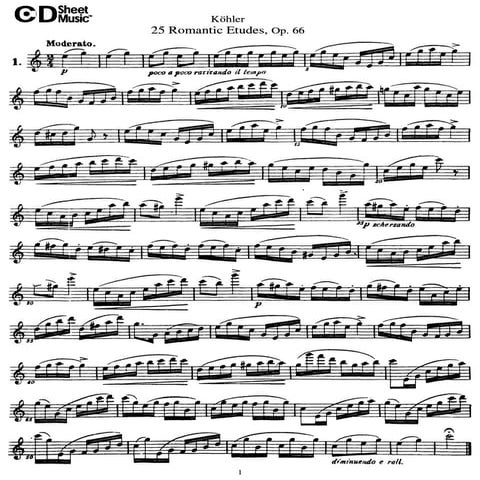 25 romantic etudes,op66 kohler estudos para flauta