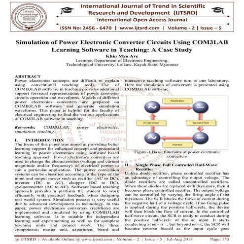 Simulation of Power Electronic Converter Circuits Using COM3LAB Learning Soft...