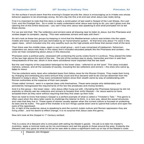 Homily: 25th Sunday in Ordinary Time 2016