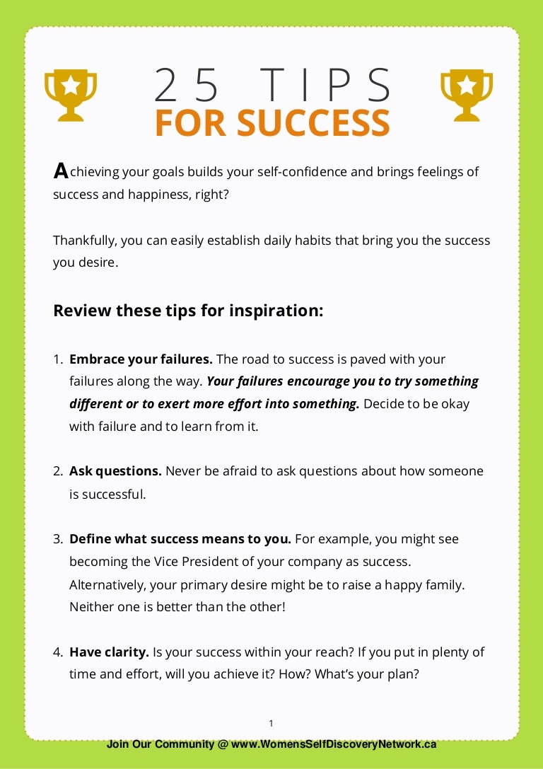 25 tips for success