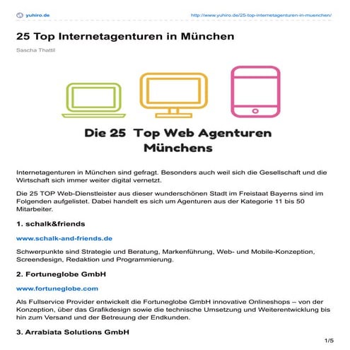 25 Top Internetagenturen in München