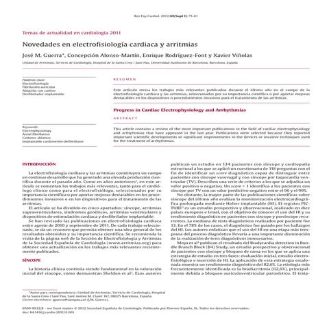 Novedades en electrofisiología cardiaca y arritmias