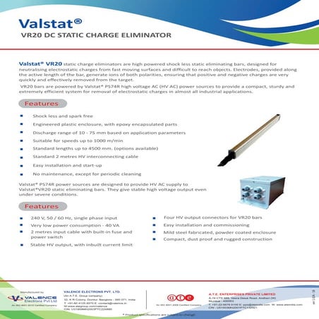 Valstat® VR20 static charge eliminators