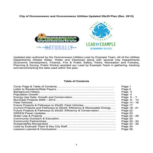 City of Oconomowoc Utilities Updated 25x25 Plan 