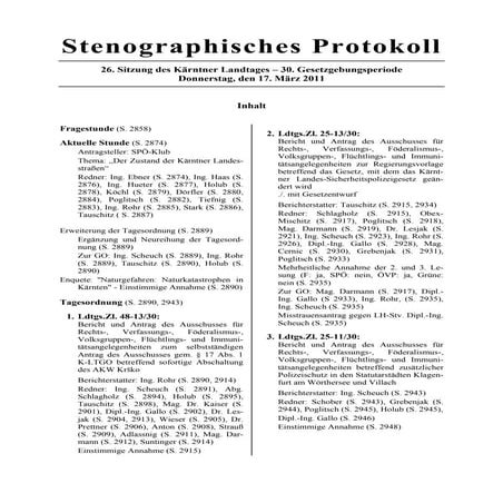 26. LTG-Sitzung am 27. März 2011