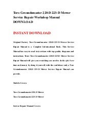 Toro groundsmaster 220 d 223-d mower service repair workshop manual d…