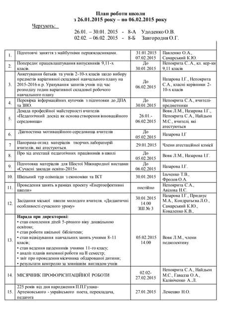 план роботи школи з 26.01.2015