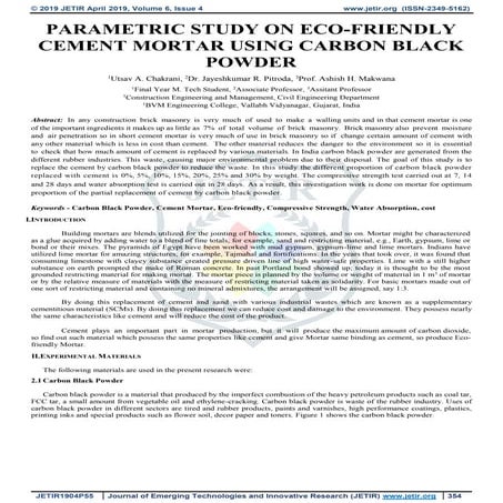 PARAMETRIC STUDY ON ECO-FRIENDLY CEMENT MORTAR USING CARBON BLACK POWDER