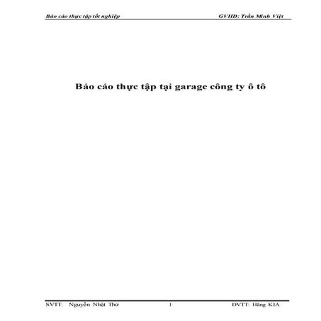 Đề tài: Báo cáo thực tập tại garage công ty ô tô, HAY