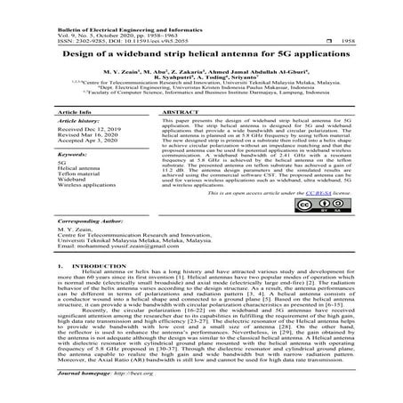 Design of a wideband strip helical antenna for 5G applications | PDF