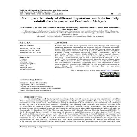 A comparative study of different imputation methods for daily rainfall ...