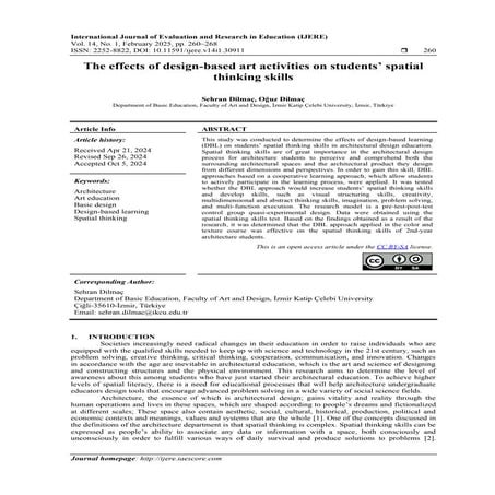 The effects of design-based art activities on students’ spatial thinking skills