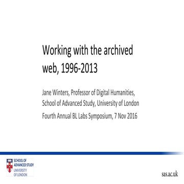 Working with the archived web, 1996-2013 