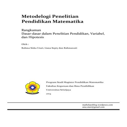 Dasar-dasar dalam Penelitian Pendidikan, Variabel, dan Hipotesis