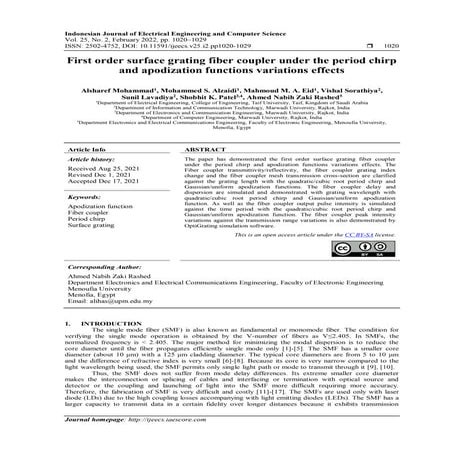 Dispersion compensation in an optical fiber by using | PDF