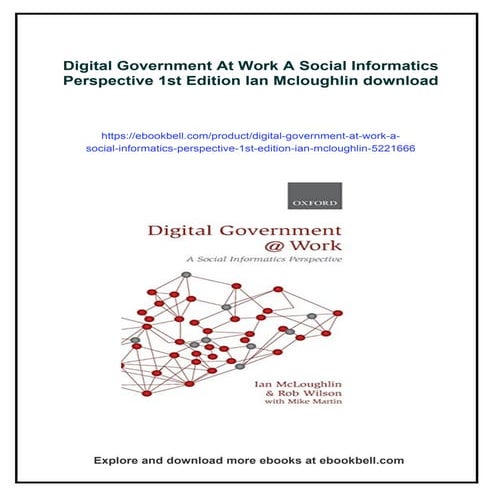 Digital Government At Work A Social Informatics Perspective 1st Edition Ian M...