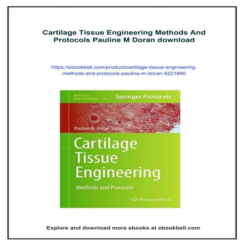 Cartilage Tissue Engineering Methods And Protocols Pauline M Doran | PDF
