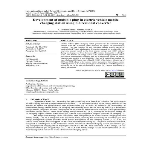 Development of multiple plug-in electric vehicle mobile charging station usin...
