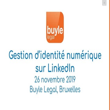 Gestion d'identité numérique sur LinkedIn - Buyle Legal - 26/11/2019