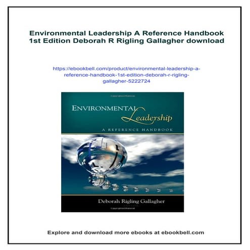 Environmental Leadership A Reference Handbook 1st Edition Deborah R ...