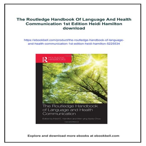 The Routledge Handbook Of Language And Health Communication 1st Edition ...