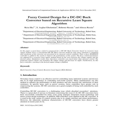 Fuzzy Control Design for a DC-DC Buck Converter based on Recursive ...