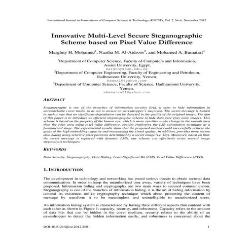 Innovative Multi-Level Secure Steganographic Scheme based on Pixel Value Diff...
