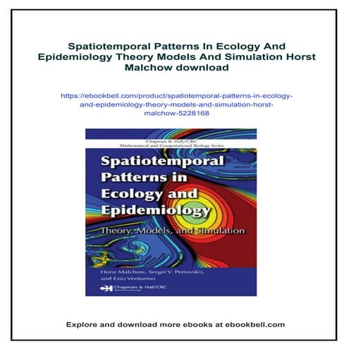 Spatiotemporal Patterns In Ecology And Epidemiology Theory Models And Simulat...