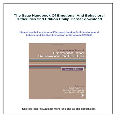 The Sage Handbook Of Emotional And Behavioral Difficulties 2nd Edition ...