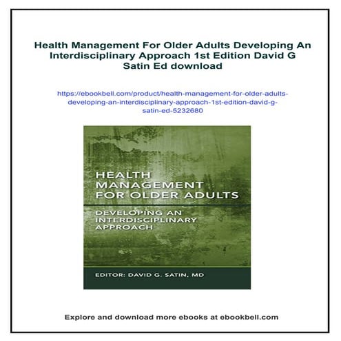 Health Management For Older Adults Developing An Interdisciplinary ...